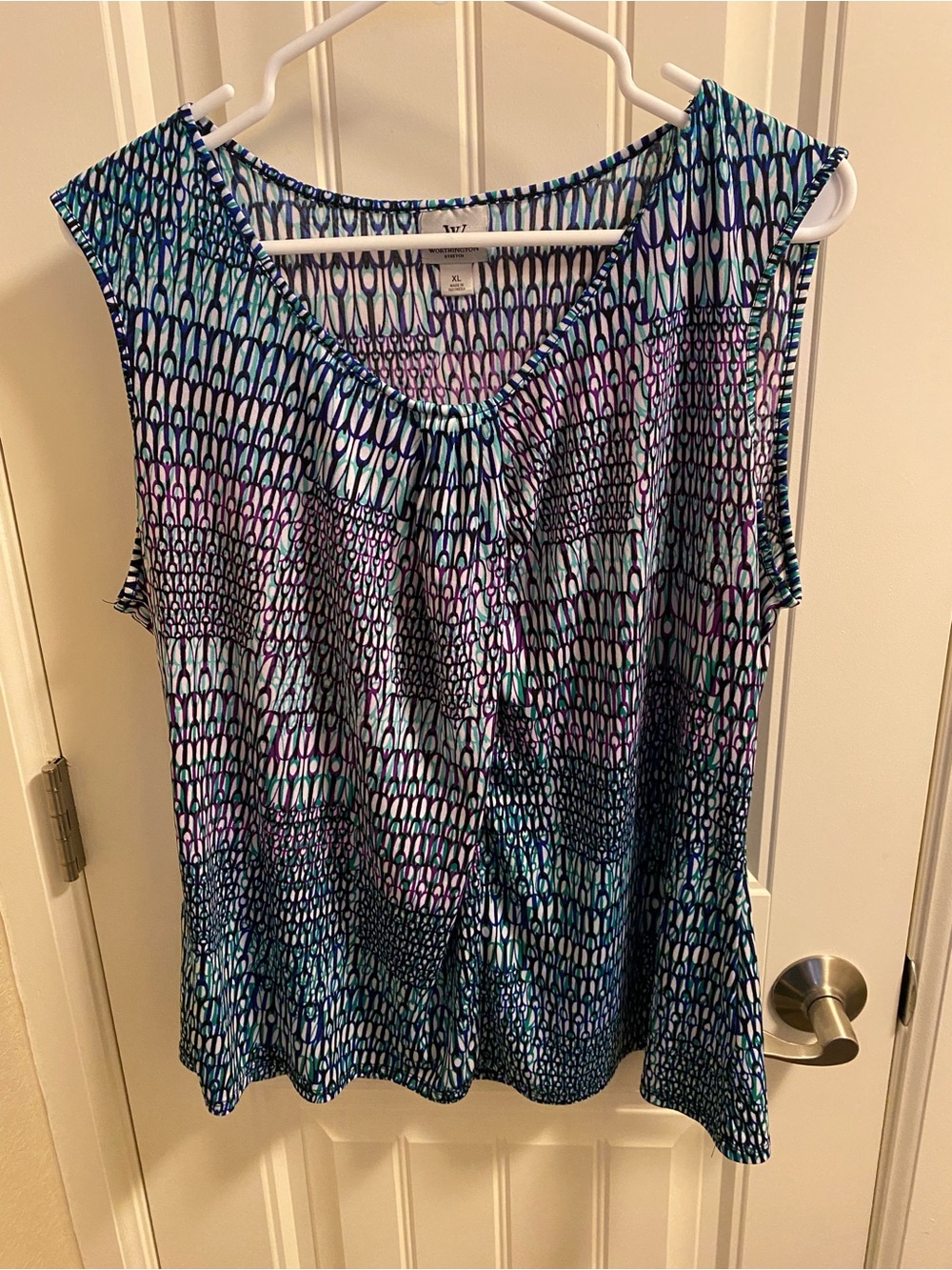 Worthington Stretch XL Top Sleeveless Blouse Multicolor Shirt